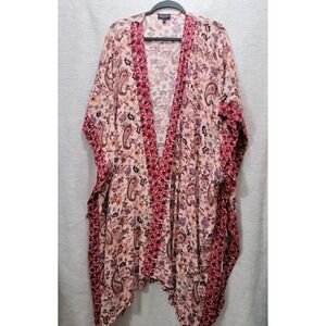 Artesia Women's XL- XXL Floral Paisley Long Open Cardigan Wide Sleeve Boho Artsy